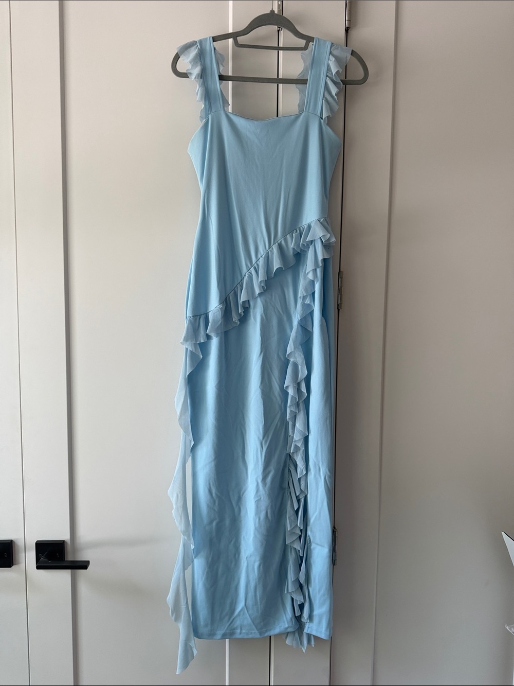 Light Blue Ruffled Maxi Dress